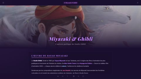 Aperçu du site Miyazaki & Ghibli