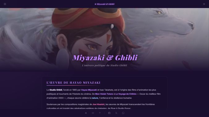 Aperçu du site Miyazaki & Ghibli